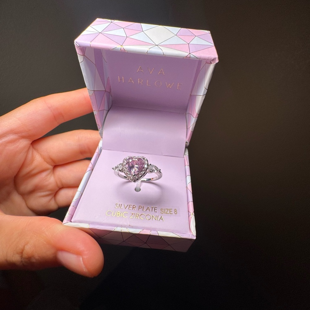 Ava Harlowe Silver Ring with Pink Heart Gemstone